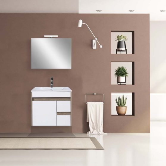 Luna Prime 60 komplett fürdőszoba bútor fehér-rauna szil