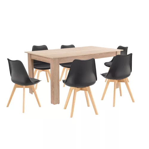 Lola 61 étkező garnitúra fekete-sonoma tölgy