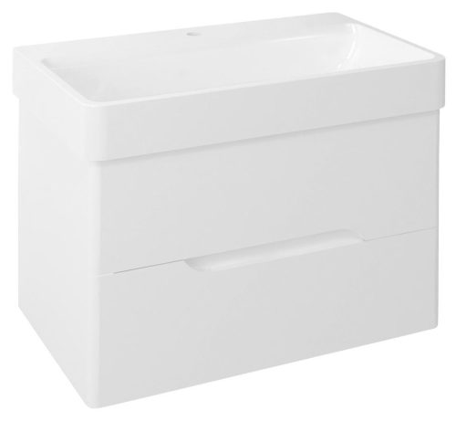 MEDIENA mosdótartó szekrény, 2 fiókkal, pipererendezővel, 77x50,5x49cm, matt fehér