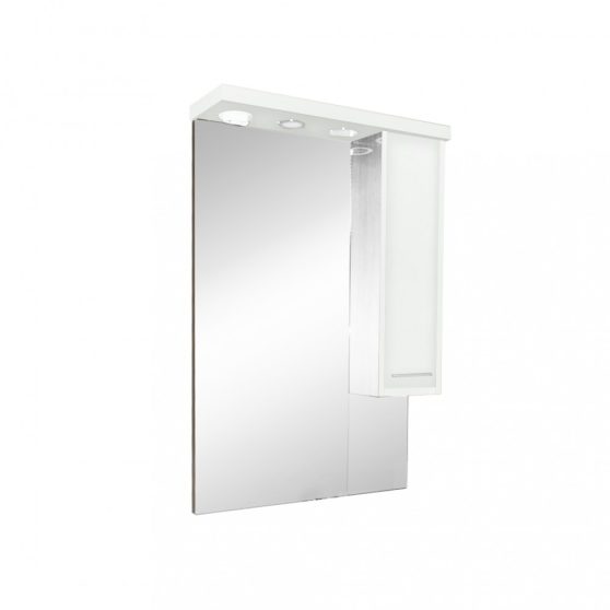 Seneca 65 cm-es tükrös felsőszekrény, Tükörfényes fehér színben