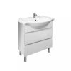 Seneca 75 cm-es bútorhoz alsószekrény, mosdóval, Tükörfényes fehér színben