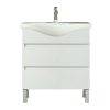 Seneca 75 cm-es bútorhoz alsószekrény, mosdóval, Tükörfényes fehér színben