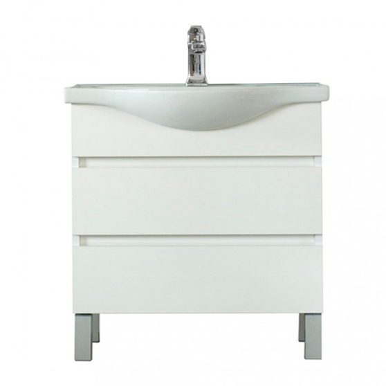 Seneca 85 cm-es bútorhoz alsószekrény, mosdóval, Tükörfényes fehér színben