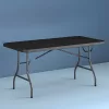 Catering asztal 180 cm, bőrönddé összecsukható, fekete