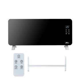 Hekla elektromos fűtőtest 1000W/2000W teljesítménnyel, elegáns fekete üvegfelülettel és digitális kijelzővel