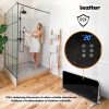Hekla elektromos fűtőtest 1200W/2400W teljesítménnyel, elegáns fekete üvegpanellel és digitális kijelzővel