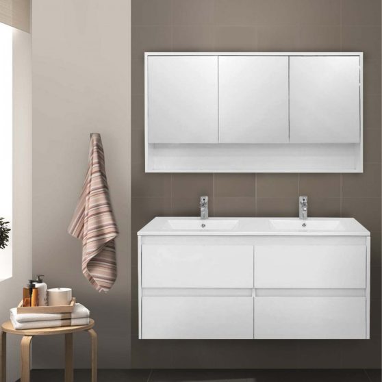 Porto 120 komplett fürdőszoba bútor tükörfényes fehér