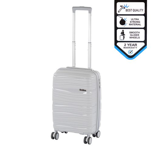 TraveLux Voyager kabinbőrönd keményfedeles levehető kerékkel 55x40x20 cm szürke