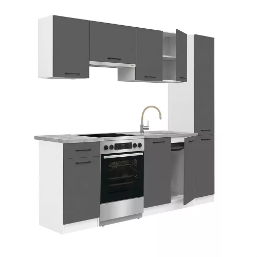 Praktik 210 konyhabútor fehér korpusz, antracit front