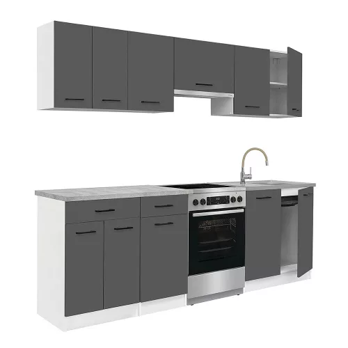 Praktik 240 konyhabútor fehér korpusz, antracit front