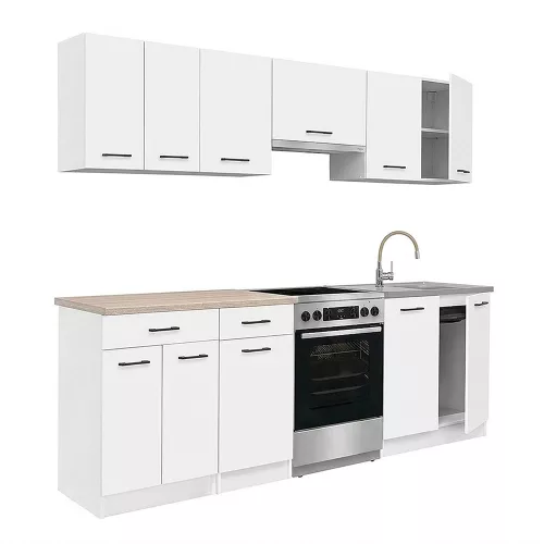 Praktik 240 konyhabútor fehér korpusz, fehér front