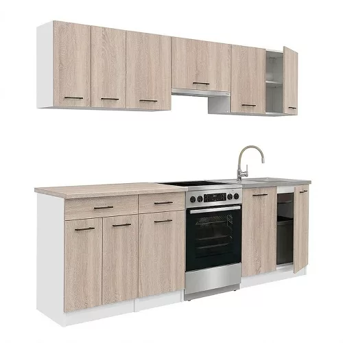 Praktik 240 konyhabútor fehér korpusz, sonoma tölgy front