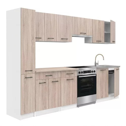 Praktik 270 konyhabútor fehér korpusz, sonoma tölgy front