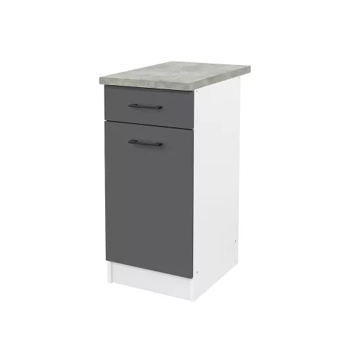 Praktik 40 alsó szekrény 1 ajtós 1 fiókos, fehér-antracit