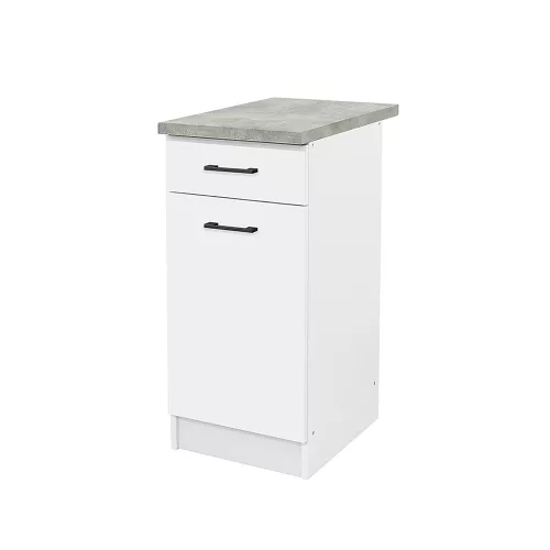Praktik 40 alsó szekrény 1 ajtós 1 fiókos, fehér-fehér