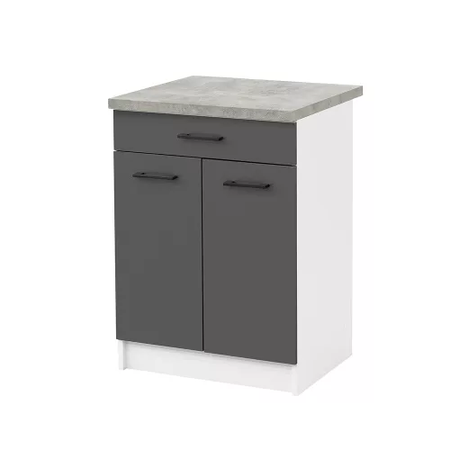 Praktik 60 alsó szekrény 2 ajtós 1 fiókos, fehér-antracit