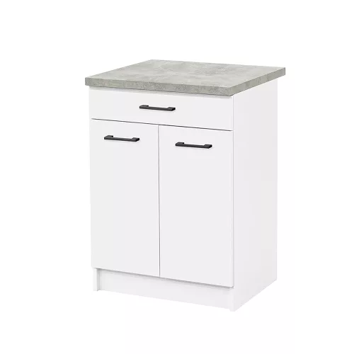 Praktik 60 alsó szekrény 2 ajtós 1 fiókos, fehér-fehér
