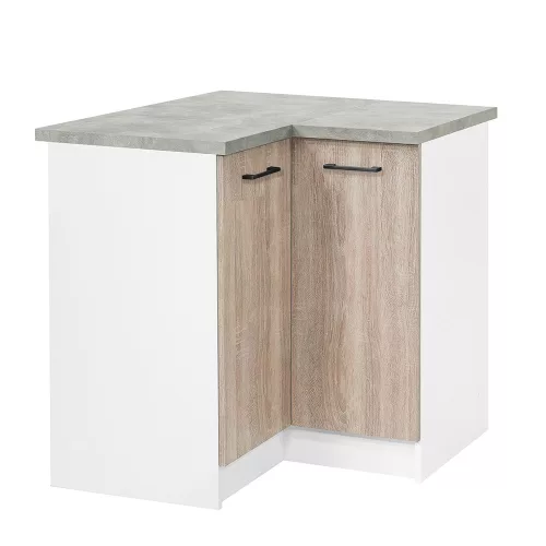 Praktik 90 alsó sarok szekrény 2 ajtós, fehér-sonoma tölgy