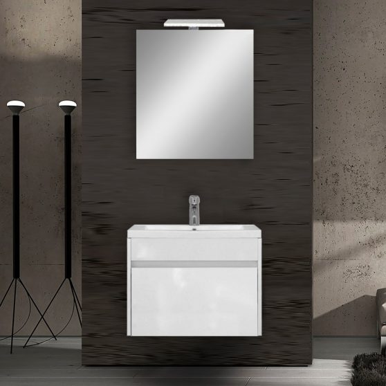 Primo Prime 60 komplett fürdőszoba bútor tükörfényes fehér színben