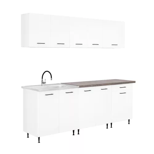 Primo 220 konyhabútor fehér, rauna szil munkalappal