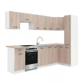 Praktik 300 sarok konyhabútor fehér korpusz, sonoma tölgy front