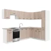 Praktik 360 sarok konyhabútor fehér korpusz, sonoma tölgy front