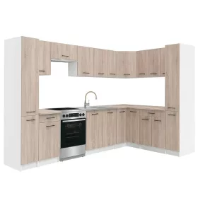 Praktik 390 sarok konyhabútor fehér korpusz, sonoma tölgy front