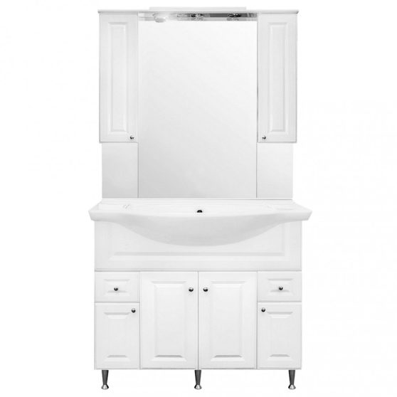 Rómeó 105 komplett fürdőszoba bútor, magasfényű fehér színben