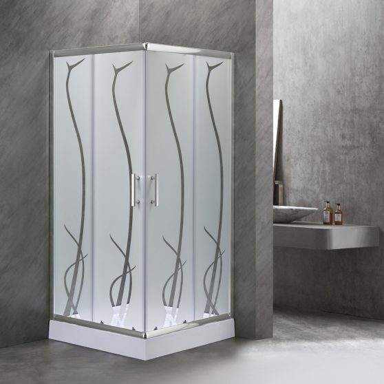 Spirit Bamboo 90x90 cm szögletes zuhanykabin, zuhanytálcával