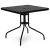 Fémvázas kerti asztal 80x80 cm edzett üveg, fekete