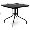 Fémvázas kerti asztal 80x80 cm edzett üveg, fekete
