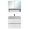 SOL 60 komplett fürdőszoba bútor 2 ajtós tükrös felső résszel, tükörfényes fehér