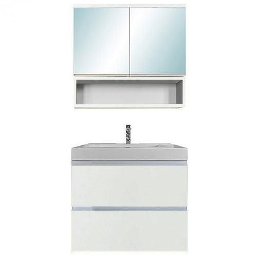 SOL 60 komplett fürdőszoba bútor 2 ajtós tükrös felső résszel, tükörfényes fehér