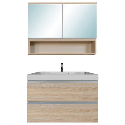 SOL 80 komplett fürdőszoba bútor 2 ajtós tükrös felső résszel, sonoma tölgy