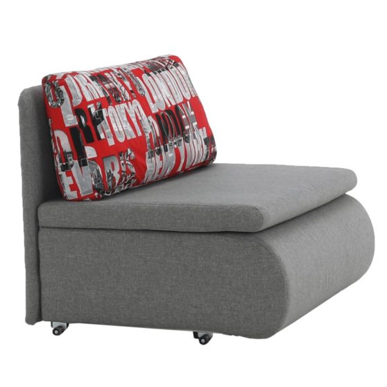 Széthúzható fotel, szürke - minta, KENY NEW