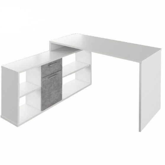 NOE NEW Sarok íróasztal, fehér/beton