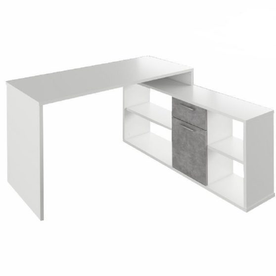 NOE NEW Sarok íróasztal, fehér/beton