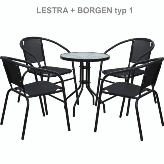 BORGEN TYP 1 Étkezőasztal, fekete acél/edzett üveg