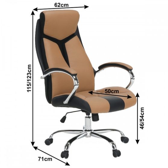 TANER NEW Irodai szék, fekete-barna-króm