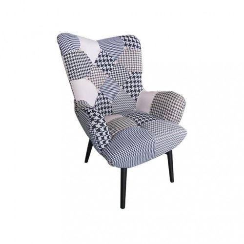 Dizájnos fotel, szövet patchwork, PEPITO NEW TYP 4