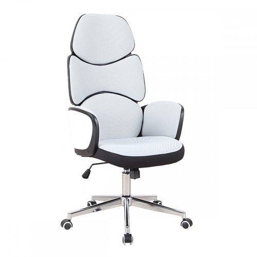 DELIZ Irodai szék, szövet fehér-fekete műanyag