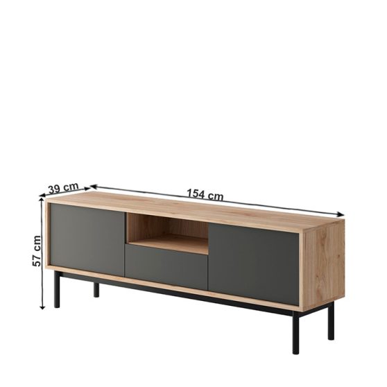 RTV asztal, tölgy jasdbon hickory-grafit, BERGEN BRTV154