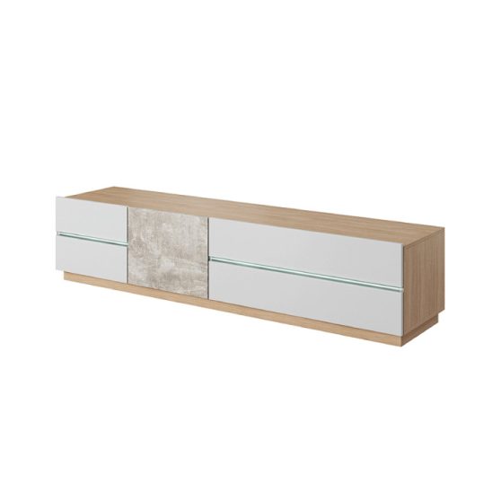 RTV asztal, beton-tölgy borostyán-fehér matt, LAGUNA 180