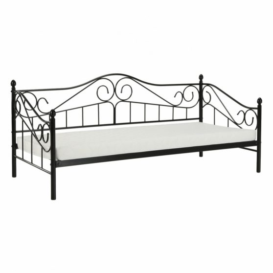 DAINA Fém ágy, fekete, 90x200