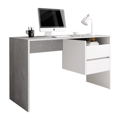 TULIO PC asztal, beton/fehér matt