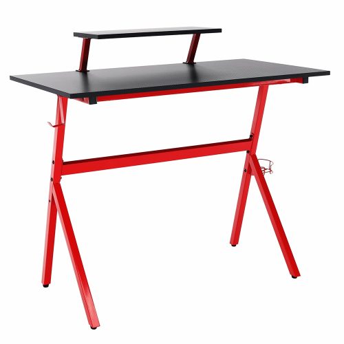 LATIF Számítógépasztal/gamer asztal, piros/fekete