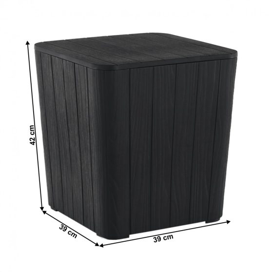 IBLIS Kerti tároló doboz/kisasztal, fekete
