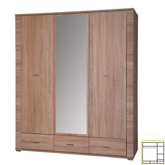 GRAND Tükrös szekrény typ 2, tölgy sonoma