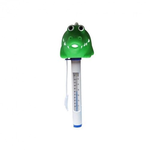 Figurás úszó hőmérő, zöld krokodil