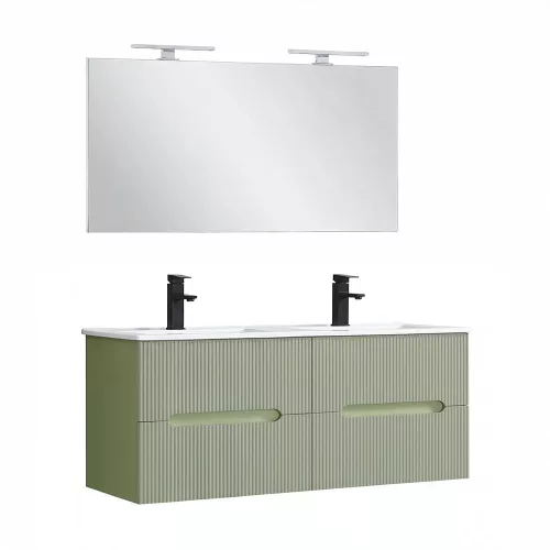 Trent Fürdőszobabútor 120 cm kerámia mosdóval tükörrel 60x120 cm pisztáciazöld-olivazöld